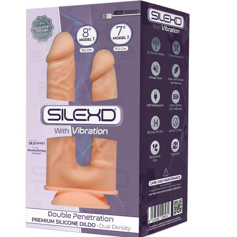 SILEXD - MODELO 1 PENE REALISTICO DOBLE PENETRACION VIBRADOR SILICONA PREMIUM SILEXPAN 17.5 / 19.5 CM - Sensuana.es