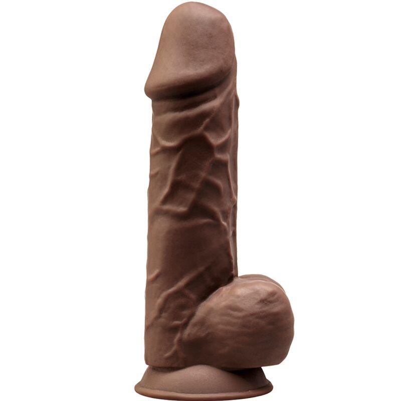 SILEXD - MODELO 1 PENE REALISTICO SILICONA PREMIUM SILEXPAN MARRON 21.5 CM - Sensuana.es