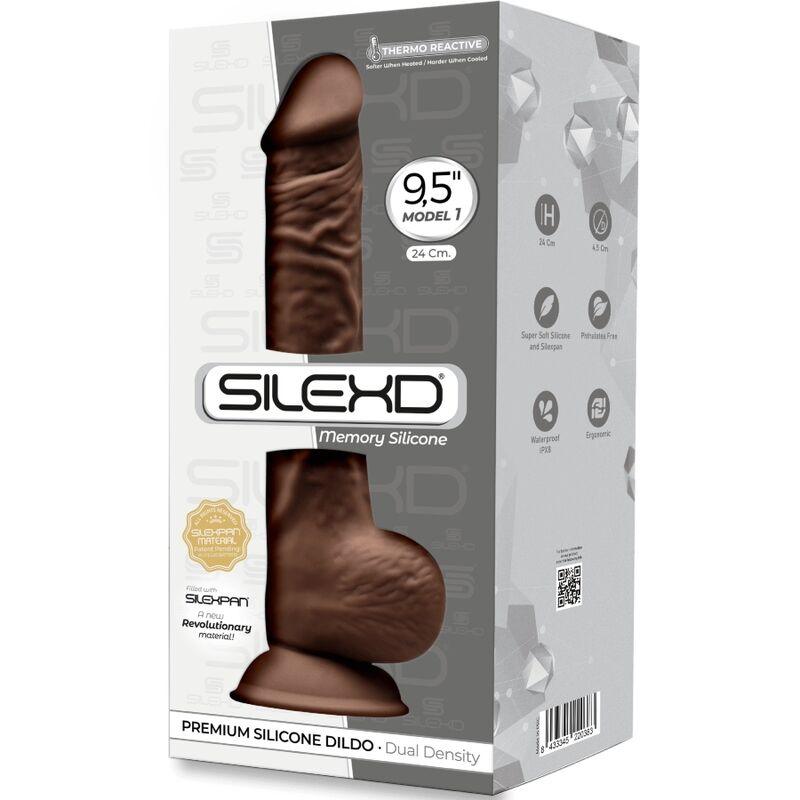 SILEXD - MODELO 1 PENE REALISTICO SILICONA PREMIUM SILEXPAN MARRON 24 CM - Sensuana.es