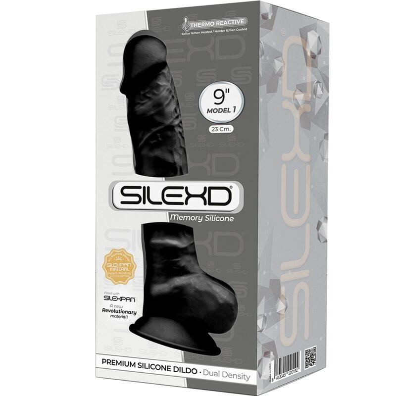 SILEXD - MODELO 1 PENE REALISTICO SILICONA PREMIUM SILEXPAN NEGRO 23 CM - Sensuana.es