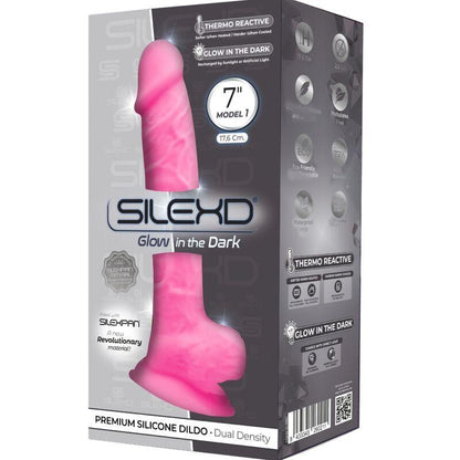 SILEXD - MODELO 1 PENE REALISTICO SILICONA PREMIUM SILEXPAN ROSA FLUORESCENTE 17.5 CM - Sensuana.es