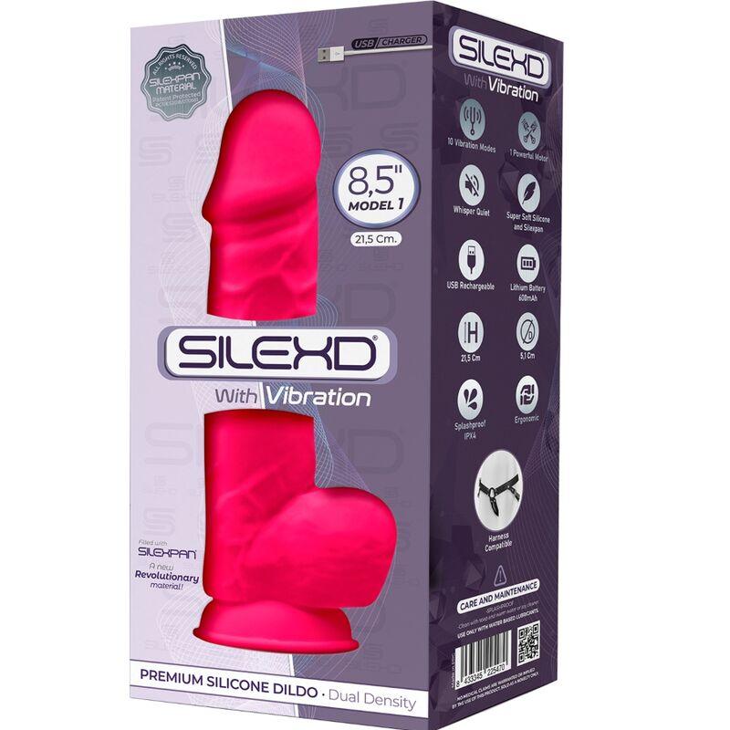 SILEXD - MODELO 1 PENE REALISTICO VIBRADOR SILICONA PREMIUM SILEXPAN FUCSIA 21.5 CM - Sensuana.es