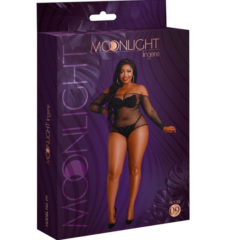 MOONLIGHT - MODELO 9 BODY MANGA LARGA NEGRO BRILLANTE TALLA UNICA / PLUS SIZE - Sensuana.es