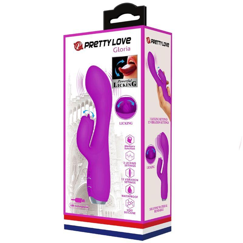 PRETTY LOVE - GLORIA VIBRADOR CONEJO RECARGABLE-IMPERMEABLE MORADO - Sensuana.es