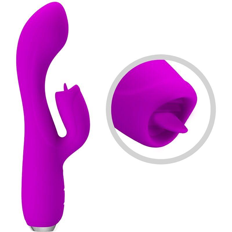 PRETTY LOVE - GLORIA VIBRADOR CONEJO RECARGABLE-IMPERMEABLE MORADO - Sensuana.es