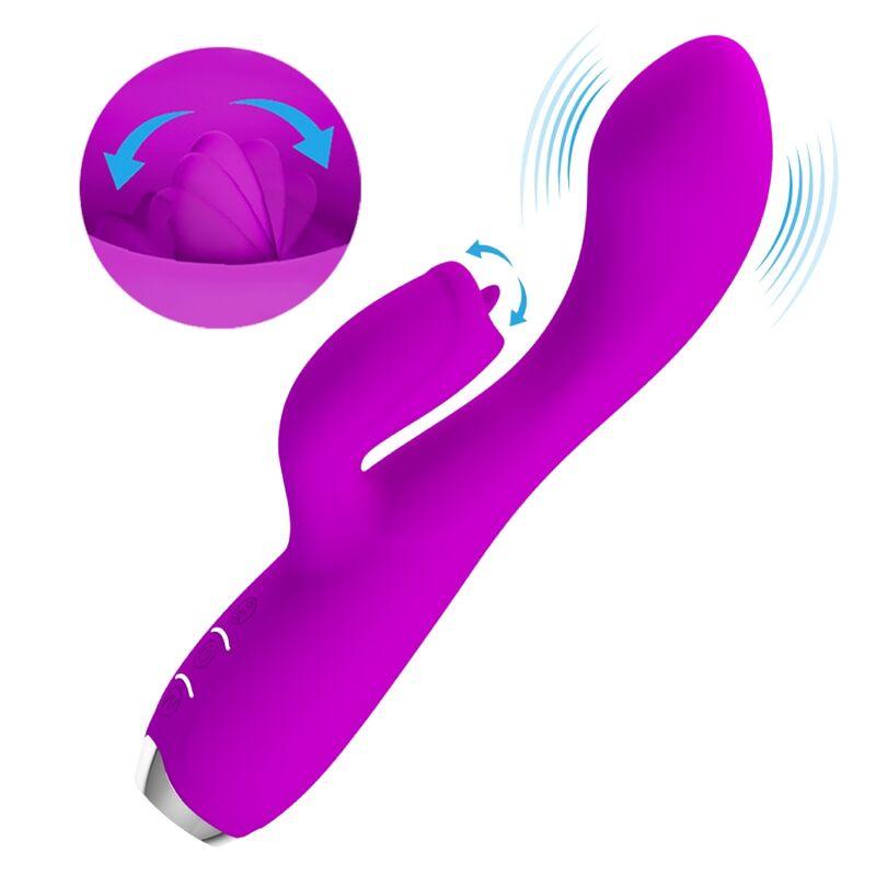 PRETTY LOVE - GLORIA VIBRADOR CONEJO RECARGABLE-IMPERMEABLE MORADO - Sensuana.es