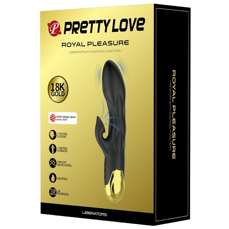 PRETTY LOVE - VIBRADOR DE LUJO BAÑADO EN ORO RECARGABLE NEGRO - Sensuana.es