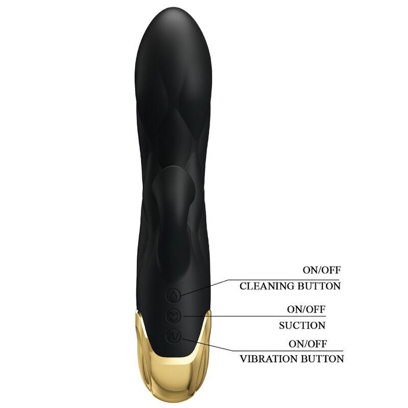 PRETTY LOVE - VIBRADOR DE LUJO BAÑADO EN ORO RECARGABLE NEGRO - Sensuana.es