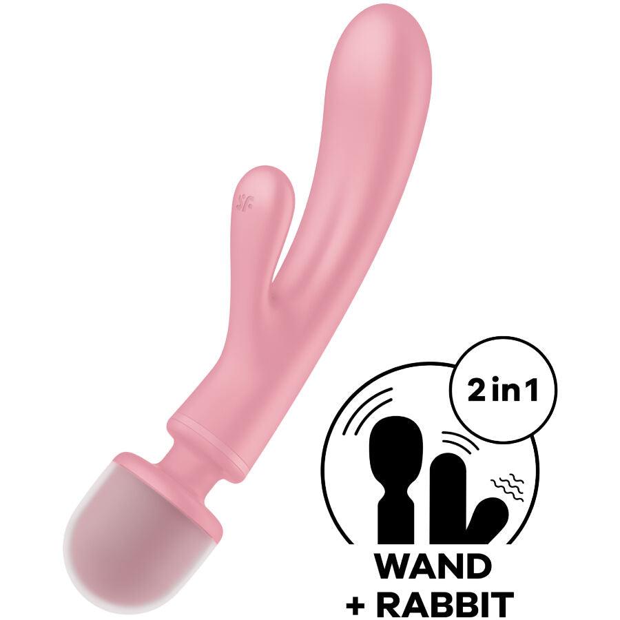 SATISFYER - TRIPLE LOVER MASAJEADOR VIBRADOR RABBIT ROSA - Sensuana.es