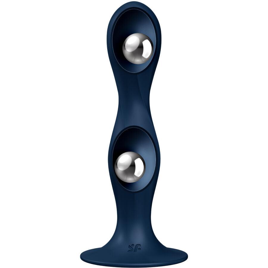 SATISFYER - DOUBLE BALL-R DILDO SILICONA GRANATE - Sensuana.es