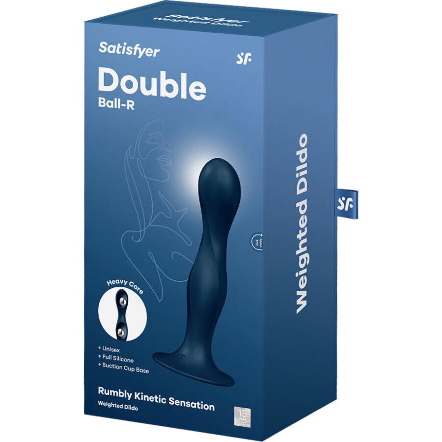 SATISFYER - DOUBLE BALL-R DILDO SILICONA GRANATE - Sensuana.es