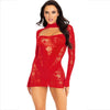 LEG AVENUE - MINI VESTIDO DE ENCAJE CON MANGA LARGA ROJO - Sensuana.es