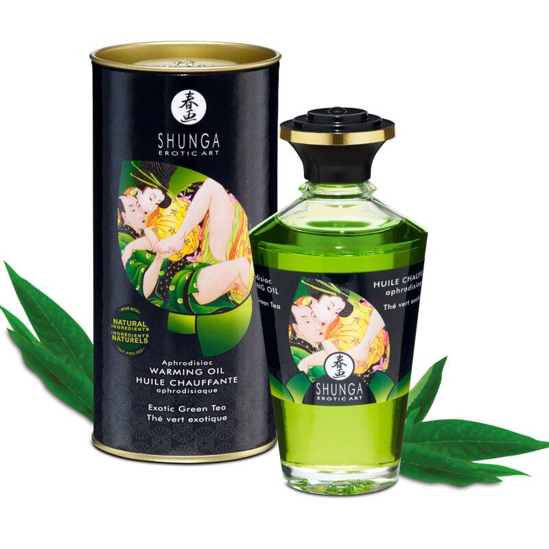 SHUNGA - ACEITE MASAJE EFECTO CALOR TE VERDE ORGANICO 100 ML - Sensuana.es