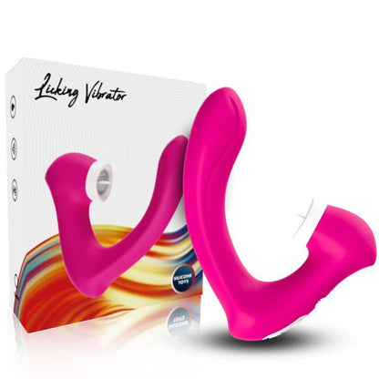 ARMONY - SECRETKISS ESTIMULADOR CON LENGUA CLITORIS & VIBRADOR CURVO FUCSIA - Sensuana.es