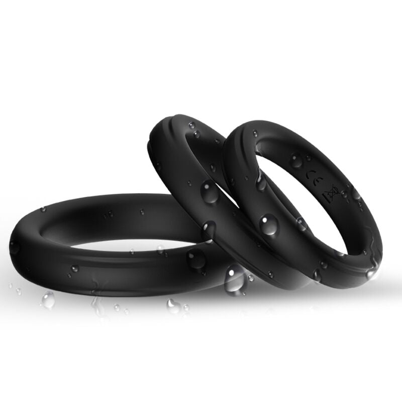 ARMONY - TRIPLE ANILLO SILICONA NEGRO - Sensuana.es