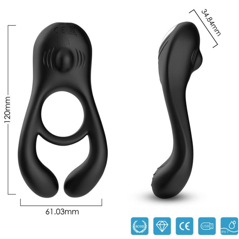 ARMONY - VEYRON ANILLO VIBRADOR DOBLE PINZA CONTROL REMOTO NEGRO - Sensuana.es