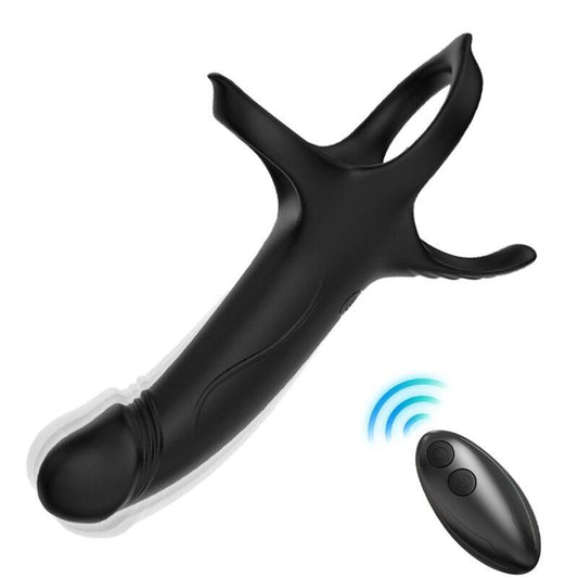 ARMONY - DILDO CON ANILLO & VIBRADOR CONTROL REMOTO NEGRO - Sensuana.es