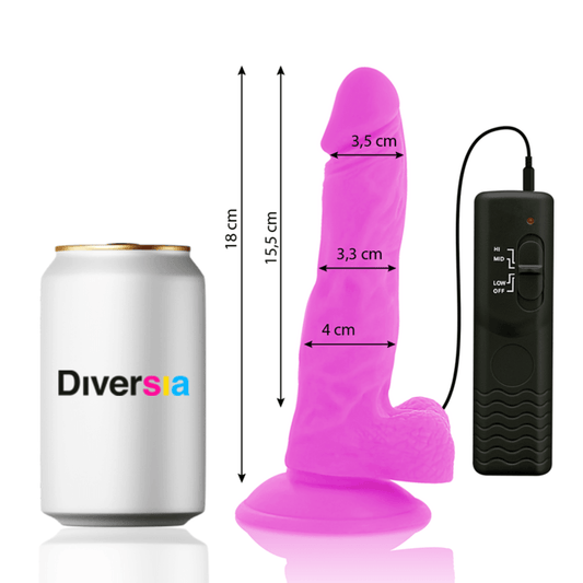 DIVERSIA - DILDO FLEXIBLE CON VIBRACIÓN LILA 18 CM -O- 4 CM - Sensuana.es