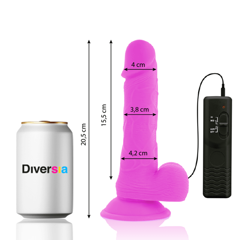 DIVERSIA - DILDO FLEXÍVEL COM VIBRAÇÃO LILÁS 20,5 CM -O- 4,2 CM