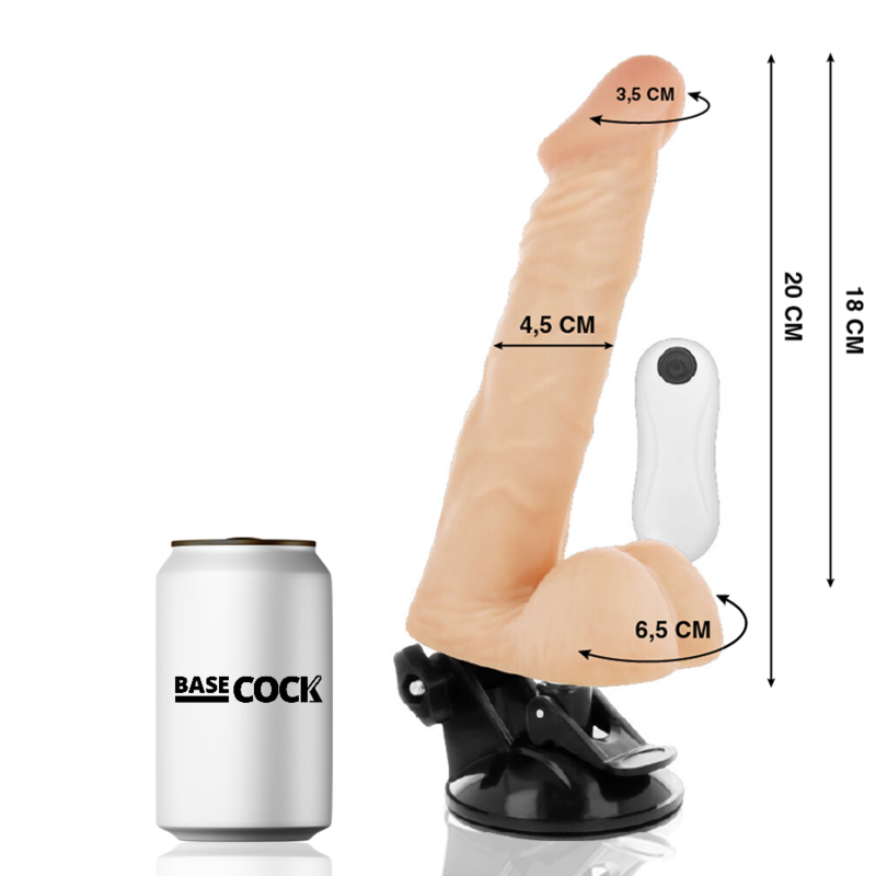 BASECOCK - VIBRADOR ARTICULABLE CONTROL REMOTO NATURAL 20 CM -O- 4.5 CM - Sensuana.es