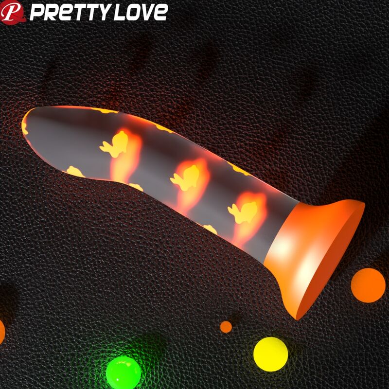 PRETTY LOVE - MAGICAL NIGHTFALL DILDO SIN VIBRACIÓN LUMINOSO NARANJA - Sensuana.es