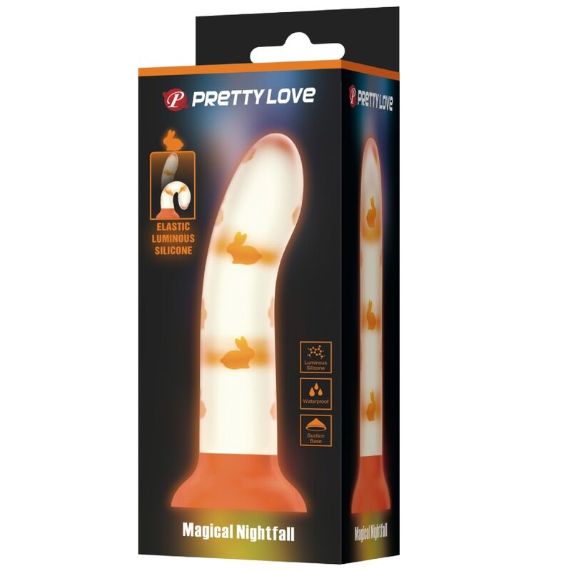 PRETTY LOVE - MAGICAL NIGHTFALL DILDO SIN VIBRACIÓN LUMINOSO NARANJA - Sensuana.es