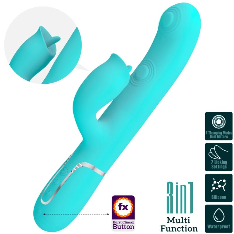 PRETTY LOVE - VIBRADOR RABBIT CON LICKING VERDE AGUA - Sensuana.es