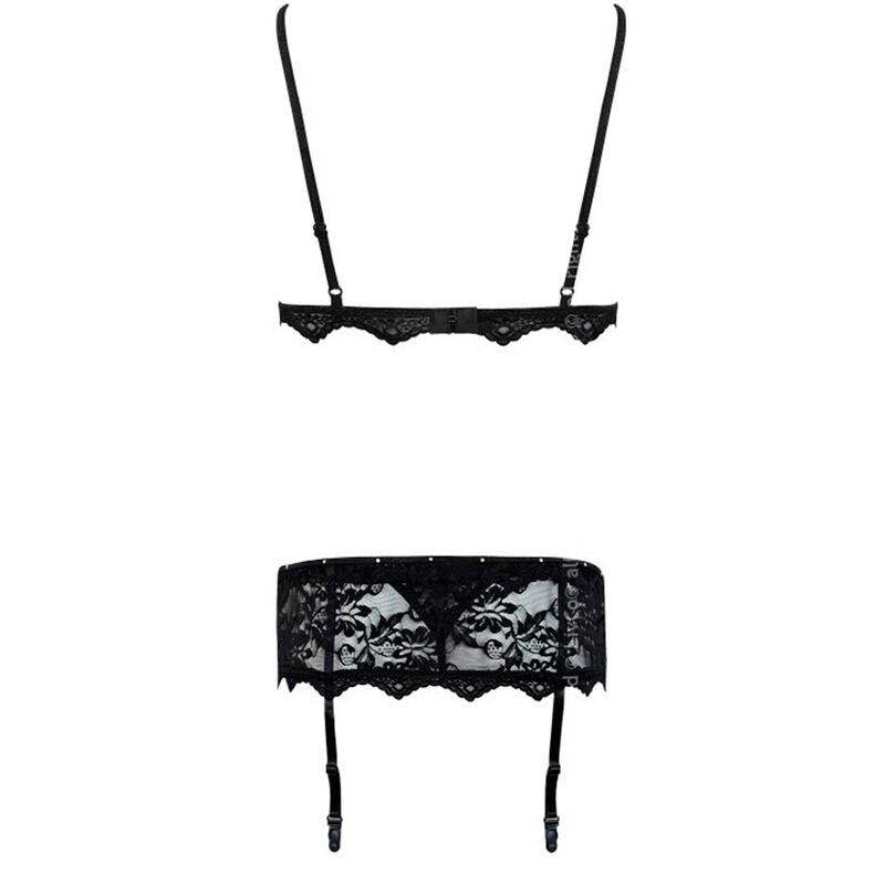 LIVCO CORSETTI FASHION - BELITA LC 90231 SUJETADOR + PANTY + LIGUERO NEGRO S/M - Sensuana.es