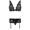 LIVCO CORSETTI FASHION - BELITA LC 90231 SUJETADOR + PANTY + LIGUERO NEGRO S/M - Sensuana.es