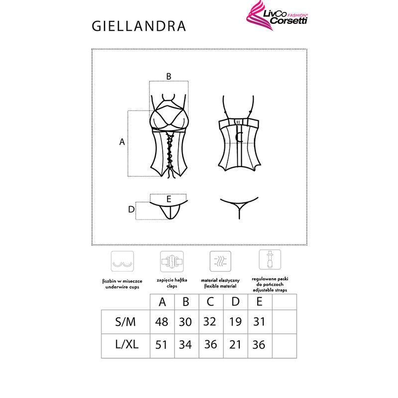 LIVCO CORSETTI FASHION - GIELLANDRA FOR THE SENSES COLLECTION CORSET + PANTY NEGRO S/M - Sensuana.es