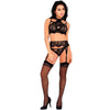 LIVCO CORSETTI FASHION - MAJALESA LC 90526 SUJETADOR + LIGUERO + PANTY BLACK S/M - Sensuana.es