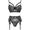 LIVCO CORSETTI FASHION - MORIDAM LC 90552 SUJETADOR + LIGUERO + PANTY NEGRO S/M - Sensuana.es