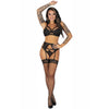 LIVCO CORSETTI FASHION - POJZON LC 90670 SUJETADOR + MEDIAS + LIGUERO + PANTY NEGRO S/M - Sensuana.es