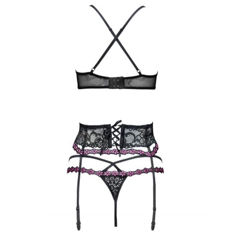 LIVCO CORSETTI FASHION - SNEHANA LC 90443 SUJETADOR + LIGUERO + PANTY NEGRO S/M - Sensuana.es