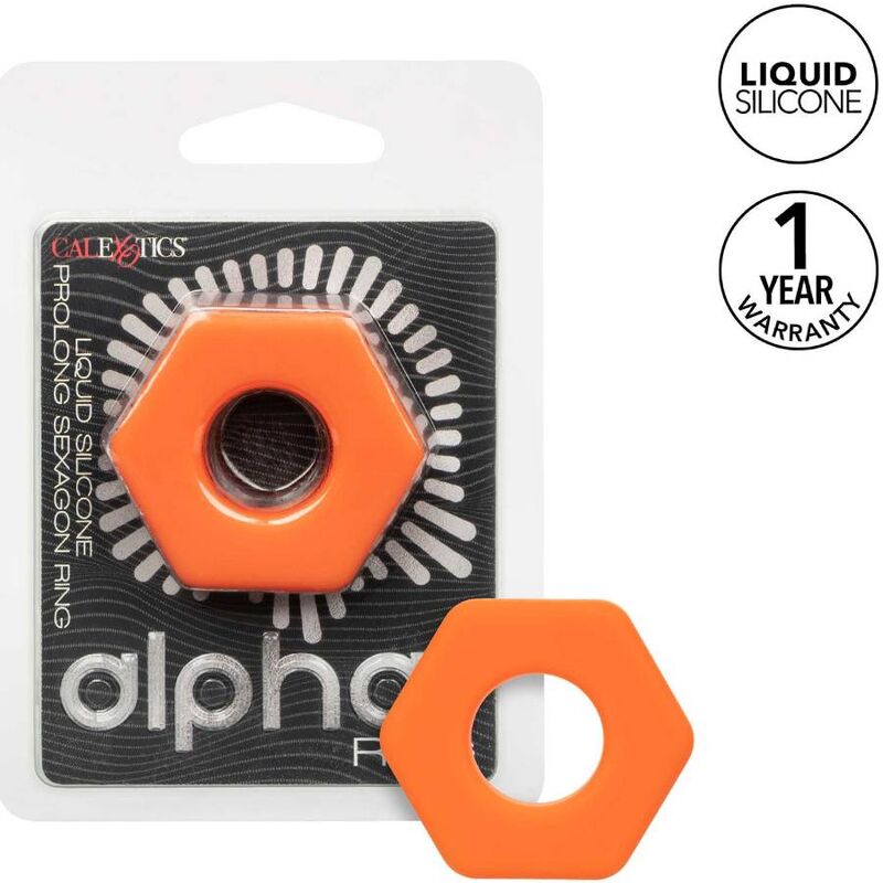 CALEXOTICS - ALPHA ANILLO PROLONG SEXGONO NARANJA - Sensuana.es