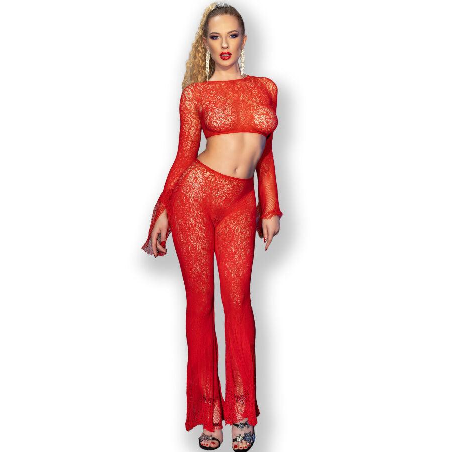 CHILIROSE - CR 4648 TOP & PANTALON ROJO S/L - Sensuana.es