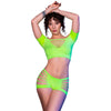 CHILIROSE - CR 4433 TOP & SHORTS VERDE S/M - Sensuana.es