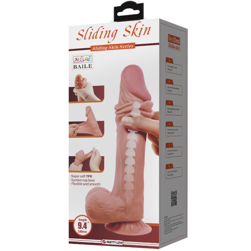 PRETTY LOVE - SLIDING SKIN SERIES DILDO REALÍSTICO CON VENTOSA PIEL DESLIZANTE MORENO 24 CM - Sensuana.es