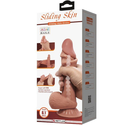 PRETTY LOVE - SLIDING SKIN SERIES DILDO REALÍSTICO CON VENTOSA PIEL DESLIZANTE MORENO 20.6 CM - Sensuana.es