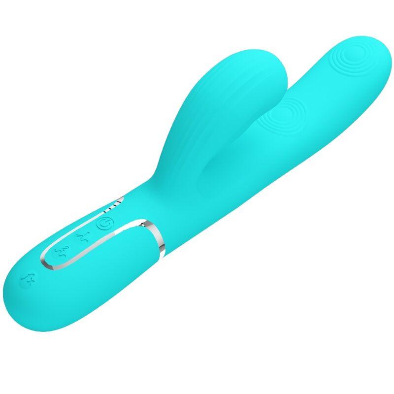 PRETTY LOVE - PERLITA VIBRADOR PUNTO G 3 EN 1 MULTIFUNCIÓN VERDE AGUA - Sensuana.es