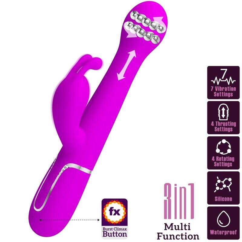 PRETTY LOVE - DEJON VIBRADOR RABBIT 3 EN 1 MULTIFUNCIÓN VIOLETA - Sensuana.es