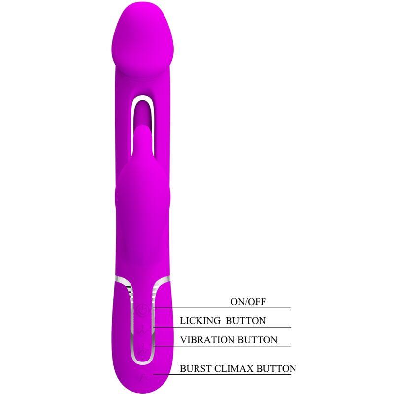 PRETTY LOVE - KAMPAS VIBRADOR RABBIT 3 EN 1 MULTIFUNCIÓN CON LENGUA VIOLETA - Sensuana.es