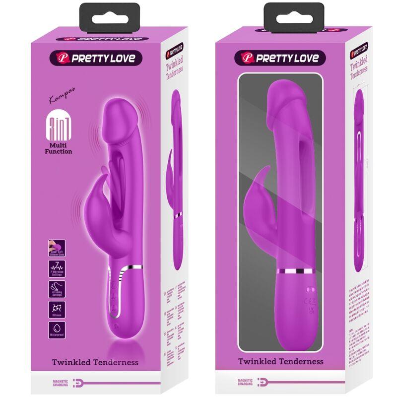 PRETTY LOVE - KAMPAS VIBRADOR RABBIT 3 EN 1 MULTIFUNCIÓN CON LENGUA VIOLETA - Sensuana.es