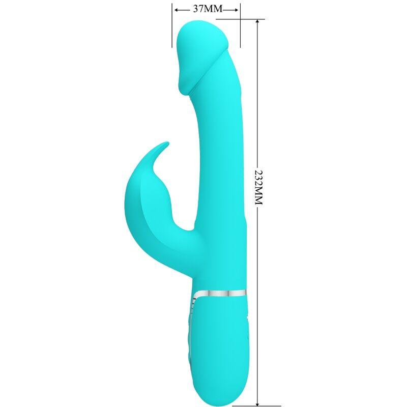 PRETTY LOVE - KAMPAS VIBRADOR RABBIT 3 EN 1 MULTIFUNCIÓN CON LENGUA VERDE AGUA - Sensuana.es