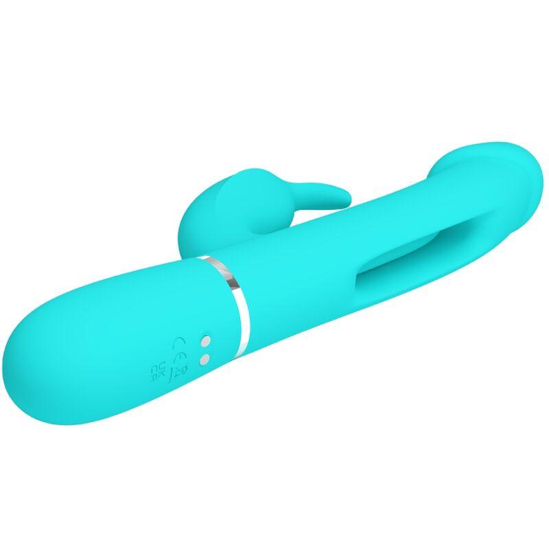 PRETTY LOVE - KAMPAS VIBRADOR RABBIT 3 EN 1 MULTIFUNCIÓN CON LENGUA VERDE AGUA - Sensuana.es