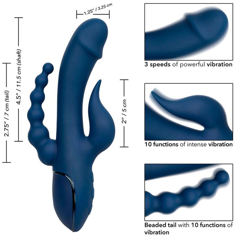 CALEXOTICS - VIBRADOR TRIPLE ORGASM AZUL - Sensuana.es