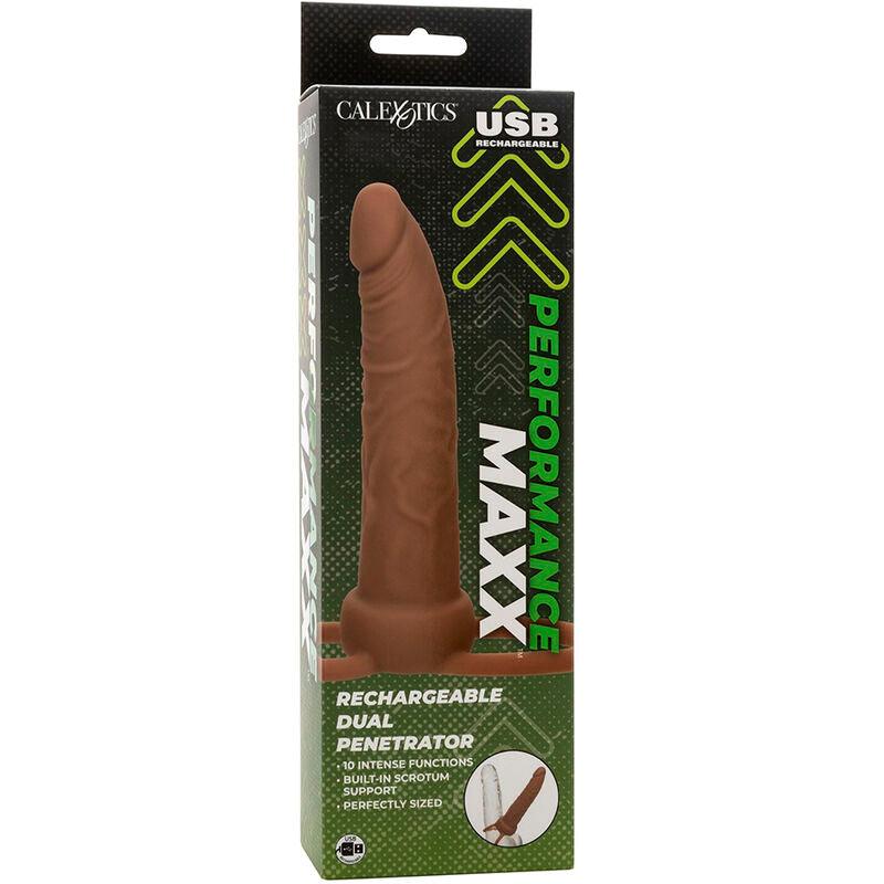 CALEXOTICS - PERFORMANCE MAXX DOBLE PENETRADOR RECARGABLE PIEL MORENO - Sensuana.es