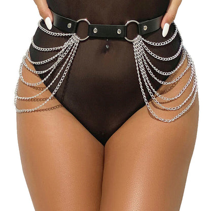 SUBBLIME - CINTURON DE CADENAS CUERO NEGRO TALLA ÚNICA - Sensuana.es