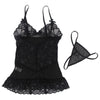 SUBBLIME - BABYDOLL CON TIRANTES AJUSTABLES Y ESTAMPADO FLORAL DE ENCAJE TRANSPARENTE NEGRO S/M - Sensuana.es