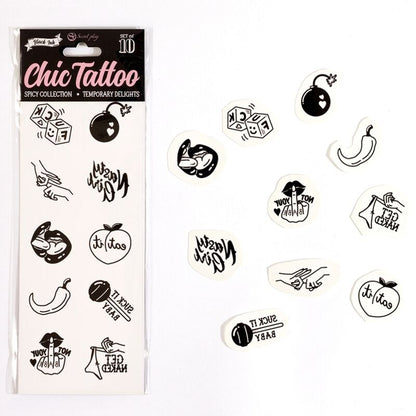 SECRET PLAY - SET DE 10 TATTOOS TEMPORALES SPICY COLLECTION - Sensuana.es